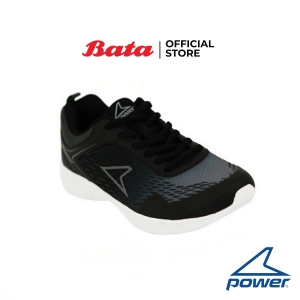 สินค้า Bata POWER รองเท้ากีฬาแบบผูกเชือก รองเท้าวิ่ง Rg shoes รองเท้าออกกำลังกาย ใส่สบาย กระชับ สำหรับผู้ชาย สีดำ รหัส 8386458