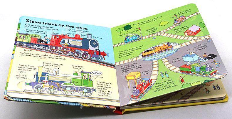 Time Train Book หนังสือเด็ก Usborne หนังสือ Look Inside Trains Lift The Flap Book ...