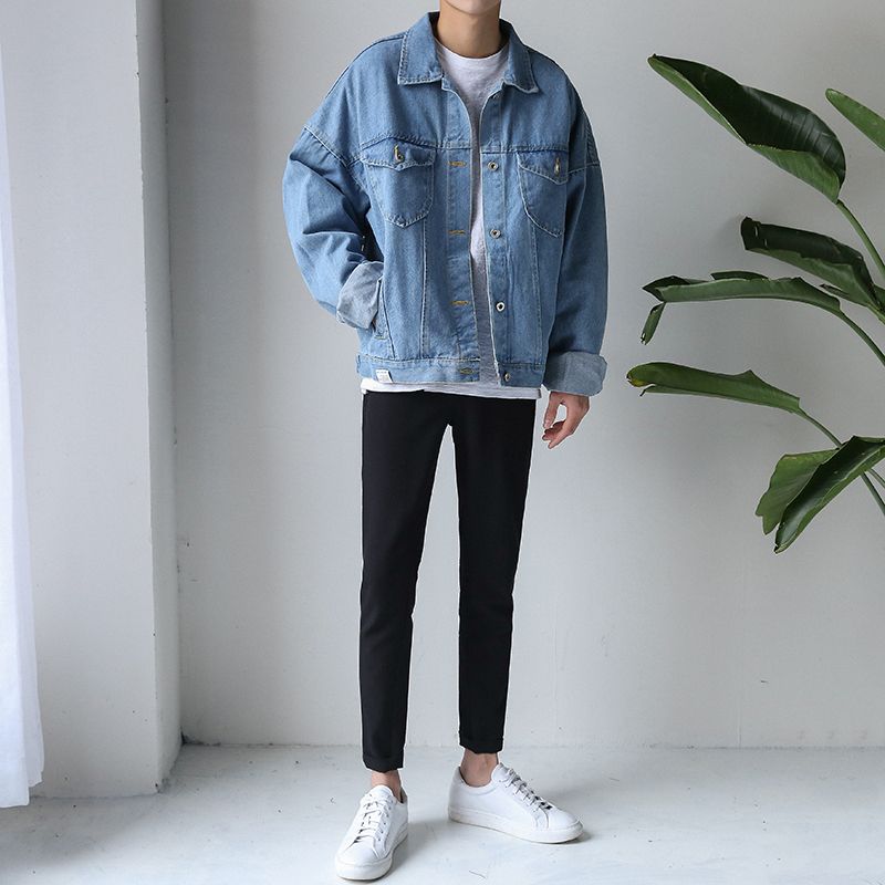 Korean Denim Outfit Male Denim Stylish Clothes For Man Autumn