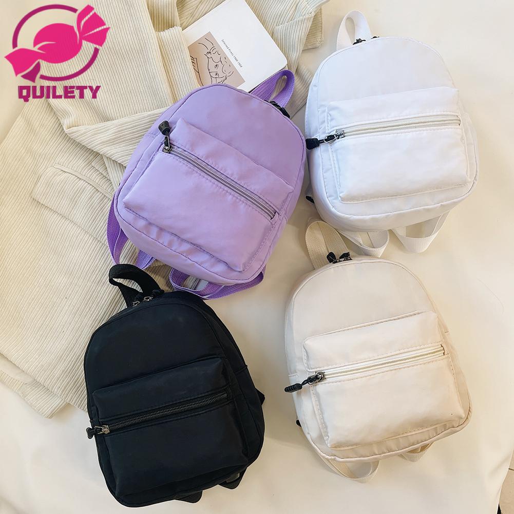 Fashion Women Solid Color Backpack Preppy Style School Nylon Mini ...