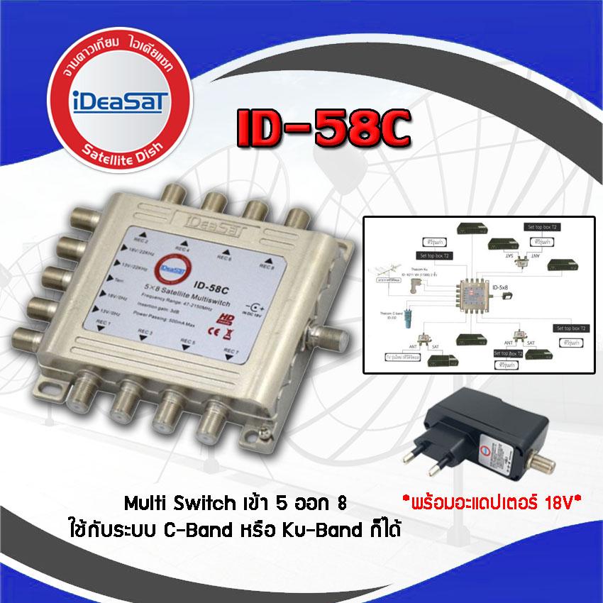 มัลติสวิตช์ iDeaSat Multi Switch ID-58C (เข้า5ออก8) Ninety9watch