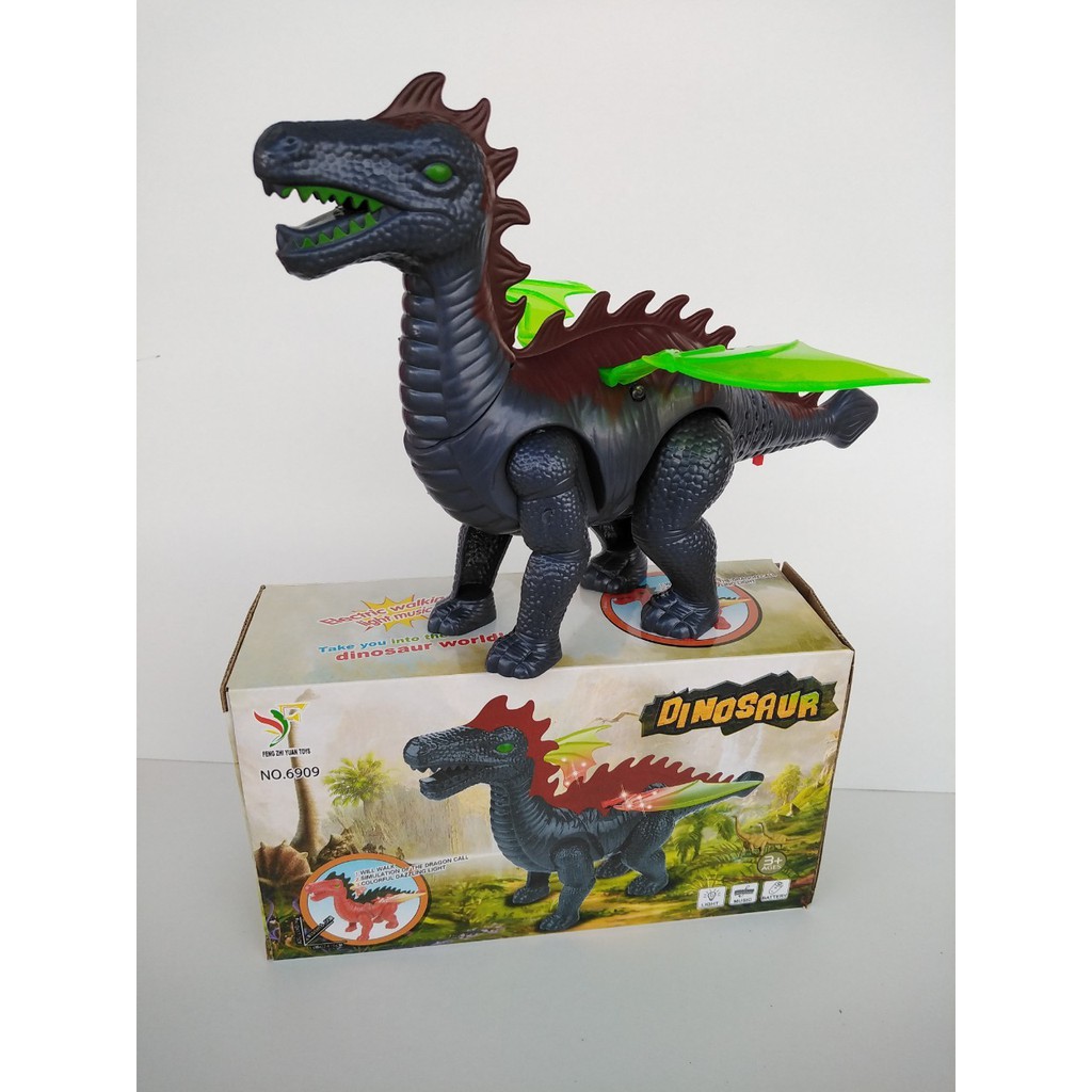 ของเล่นเด็ก ไดโนเสาร์ มี 2 สี เดินได้ มีเสียง มีไฟ -09 (ขายราคาส่ง)