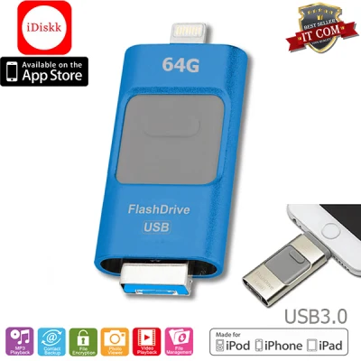iDrive iDiskk Pro LX-890 64GB USB 3.0 OTG แฟลชไดร์ฟสำรองข้อมูลสำหรับ iPhone/iPad