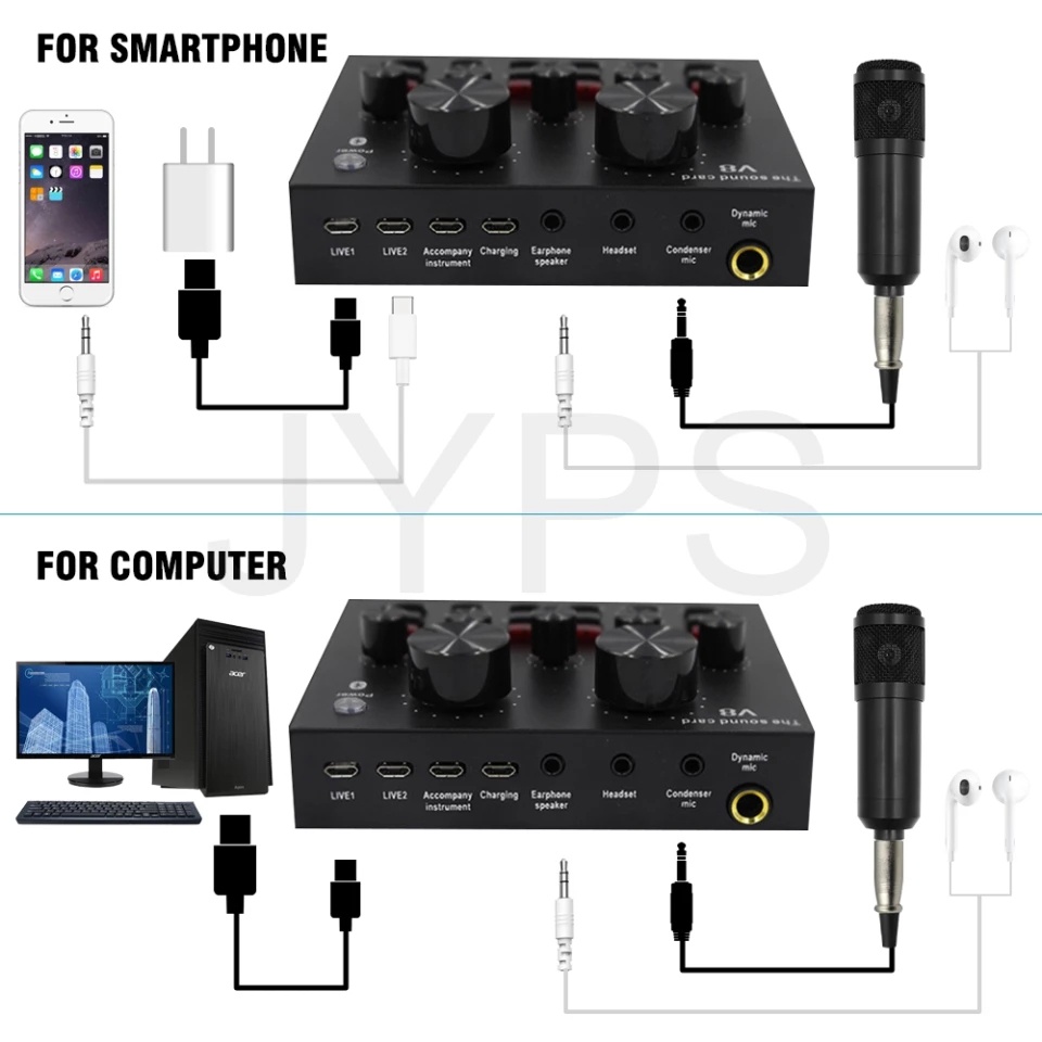 V8 Stream พร้อมจัดส่ง️ซาว์นการ์ดแปลงสัญญาณเสียง V8 Live Stream audio interface ...