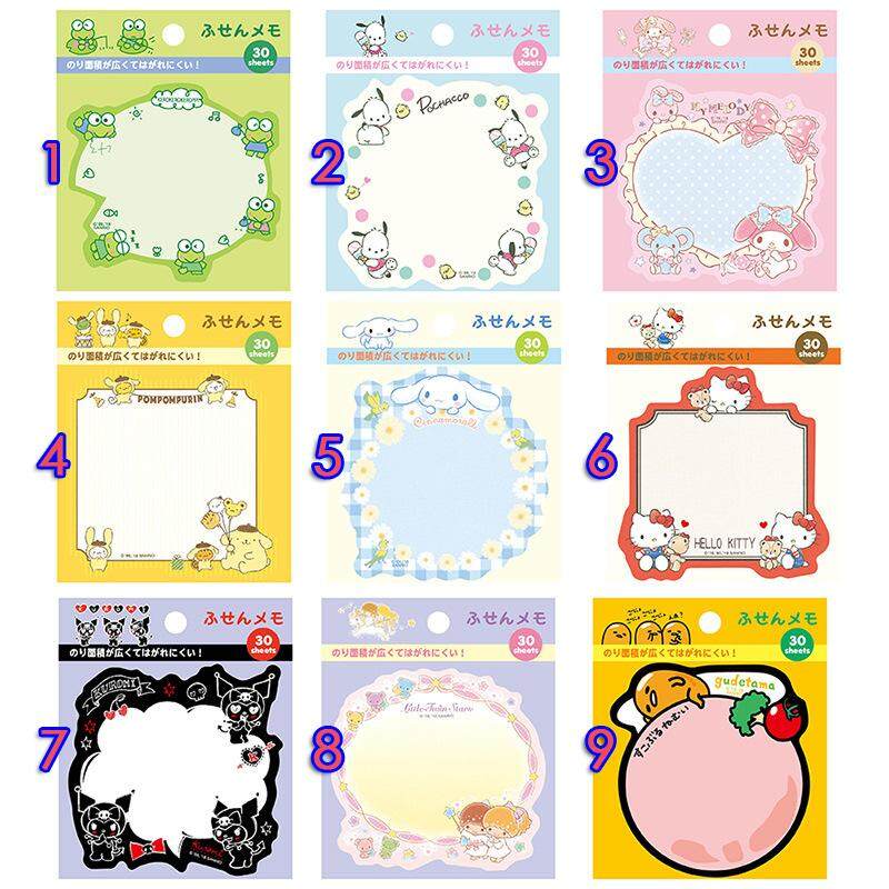 30 Pcs Sticky Notes Cute Memo Marker Office School Student Stationery Japanese Kawaii Sanrio Pad Creative Cute Cartoon Supplies