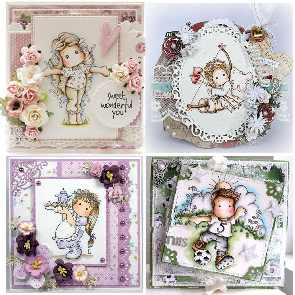 LONGZHU1 Sheet Photo Album Decorative Clear Silicone Rubber Lovely Girl Scrapbooking Transparent Stamp