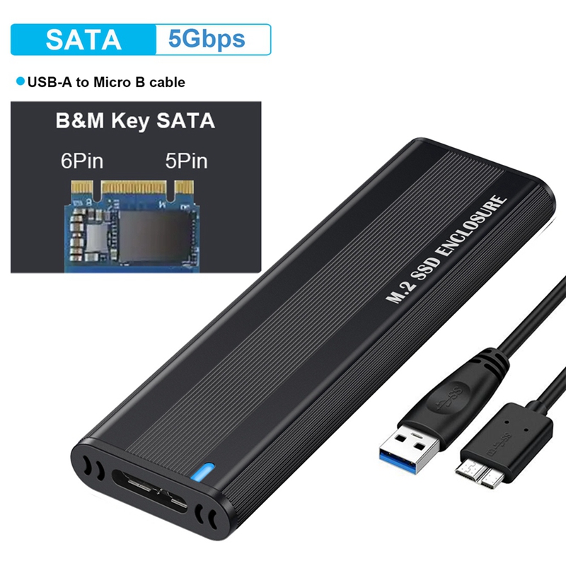 M2 SSD Case Black M2 SSD Case NGFF SATA SSD Disk Box NGFF 5Gbps SATA Protocol M.2 to USB 3.1 Gen1 SSD Adapter for NGFF SATA SSD Disk Box M.2 SSD Case