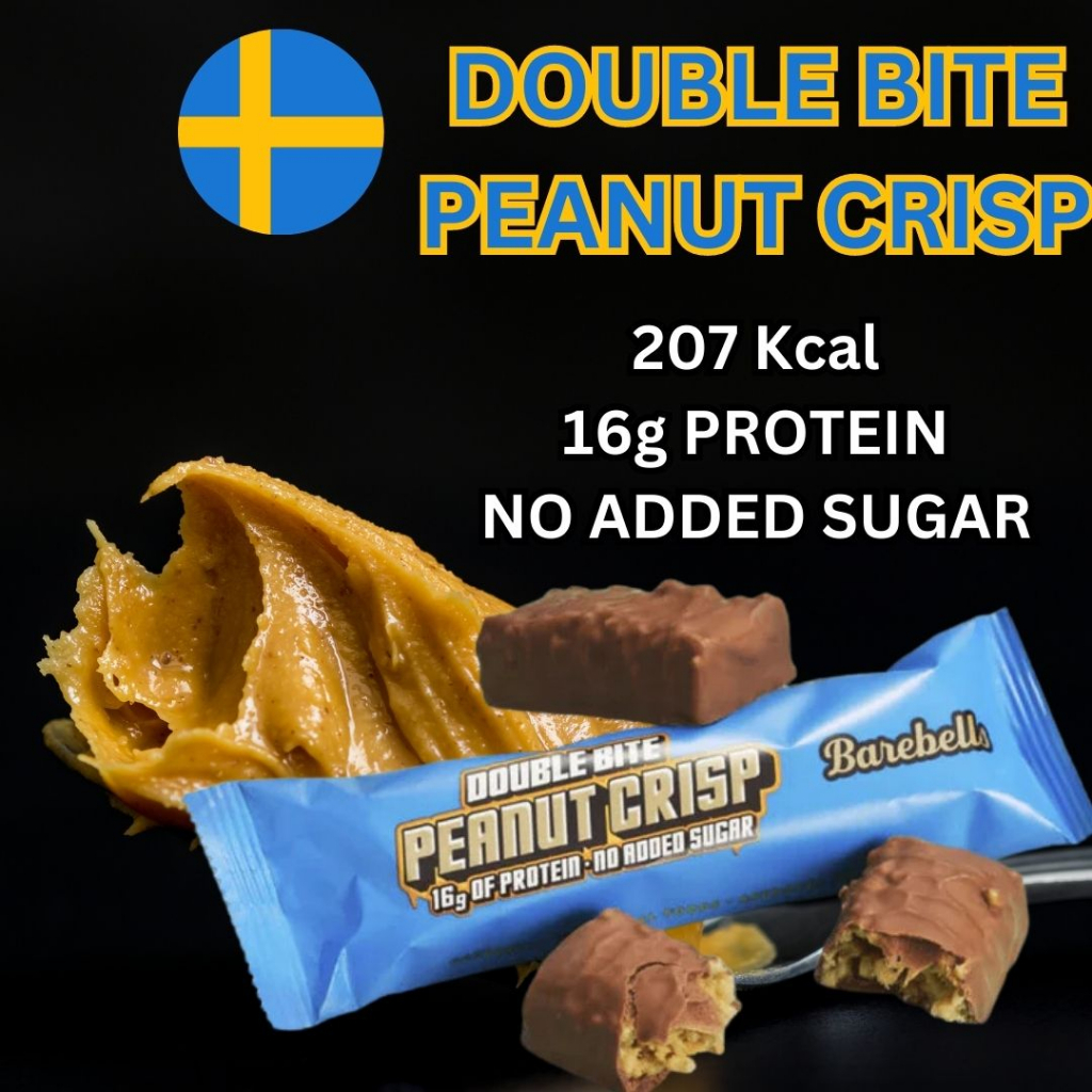 Sweden barebells protein bar double bited peanut crisp 16g protein no