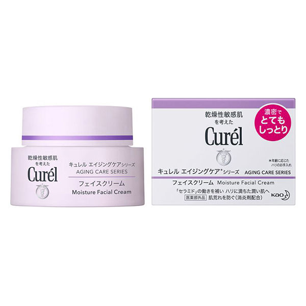 Curel Aging Care Series Moisture Cream 40g. คิวเร็ล ครีมบำรุงผิวหน้า ลดเลือนริ้วรอย สำหรับผิวแพ้ง่ายโดยเฉพาะ