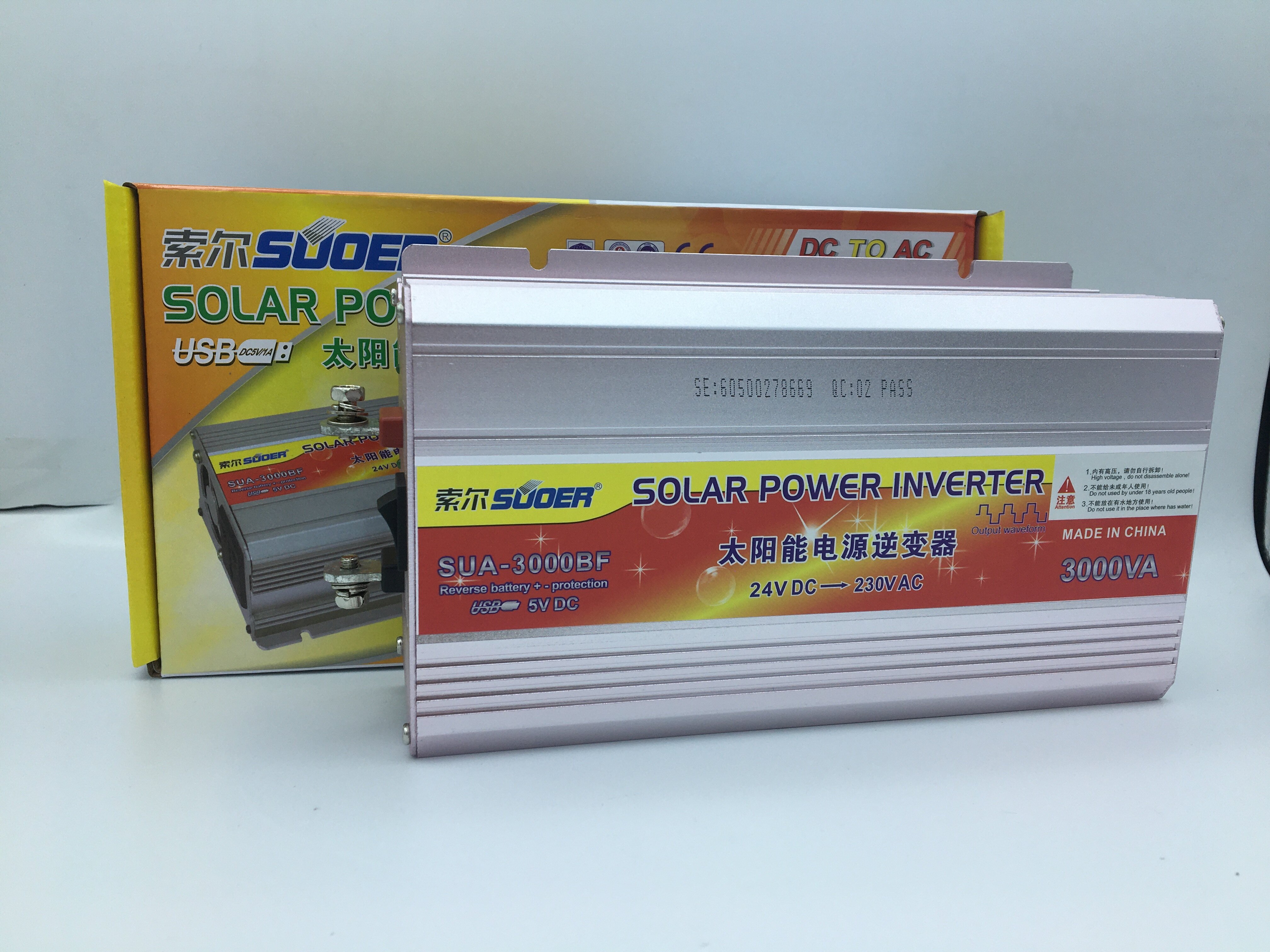 Suoer Inverter 3000W 24V อินเวอร์เตอร์ รุ่น SUA-3000BF แปลงไฟ 24V to 220V Portable Smart Power Inverter ชนิดคลื่น โมดิฟายเวฟ