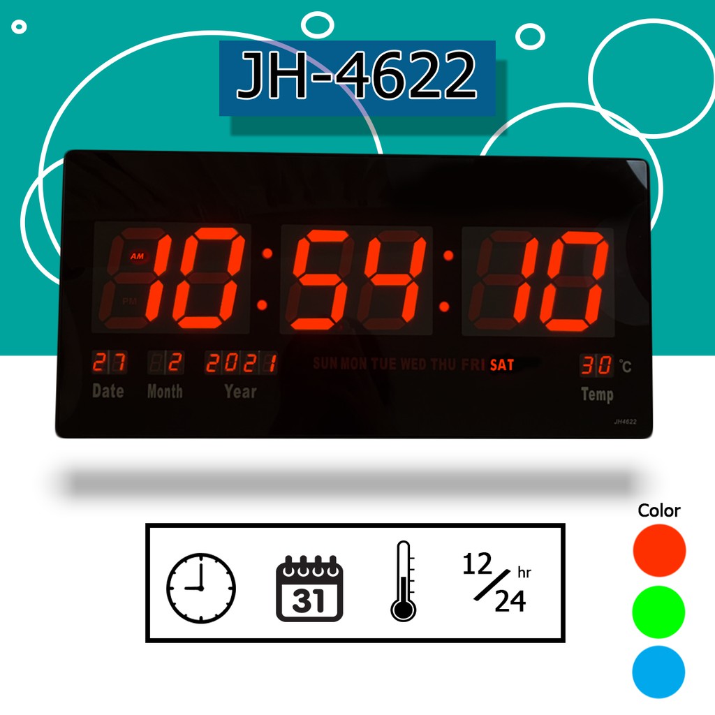 นาฬิกาดิจิตอล LED Digital Clock รุ่น JH4622 เขียว Lazada.co.th
