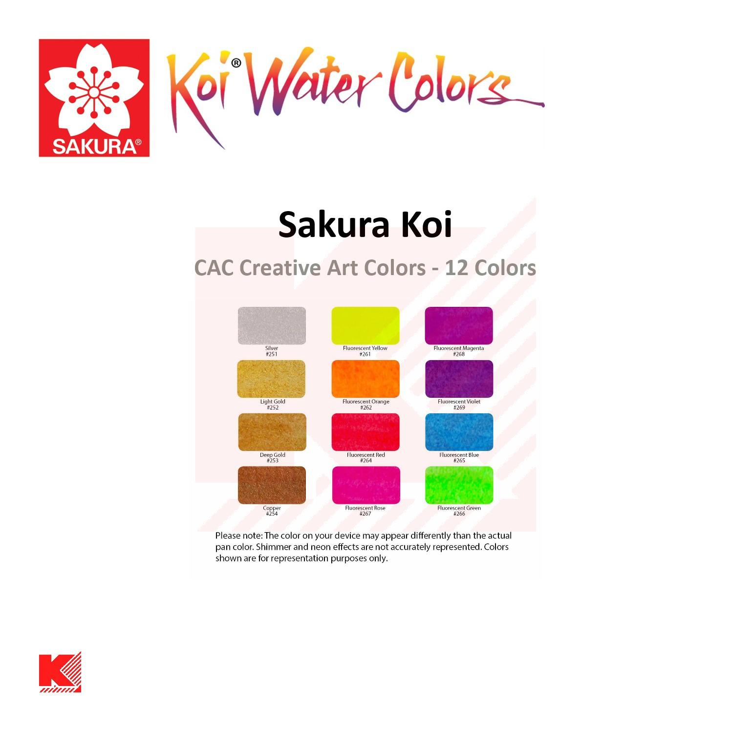 สีน้ำก้อน Sakura Koi CAC Water Colors Set 12 สี+พร้อมพู่กันเติมน้ำ