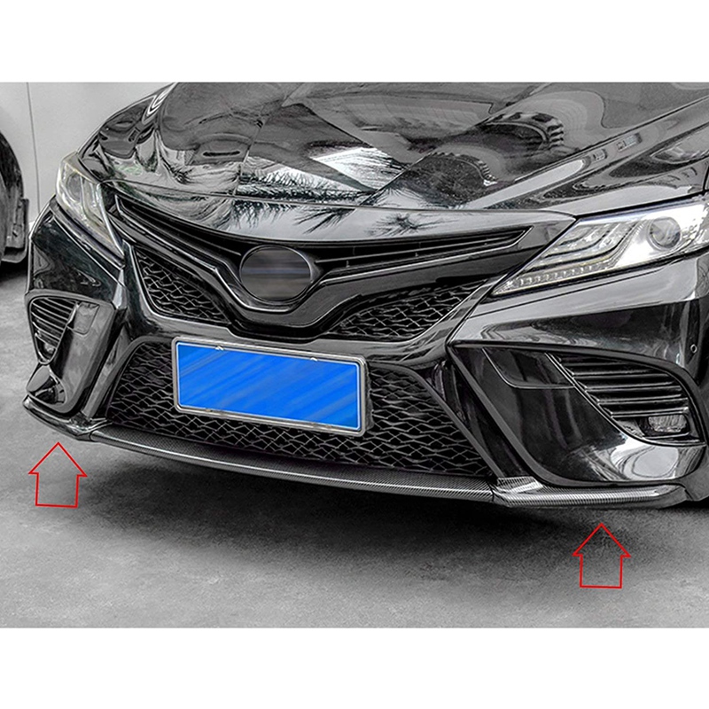 Carbon Fiber Look Front Bumper Lip Splitter Kit – Fits Toyota Camry, 4-Piece Set, ABS, Adjustable Angle