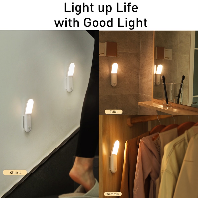 Baseus LEDไฟกลางคืนการเคลื่อนไหวที่ชาญฉลาดเซ็นเซอร์โคมไฟประดับสำหรับ ...