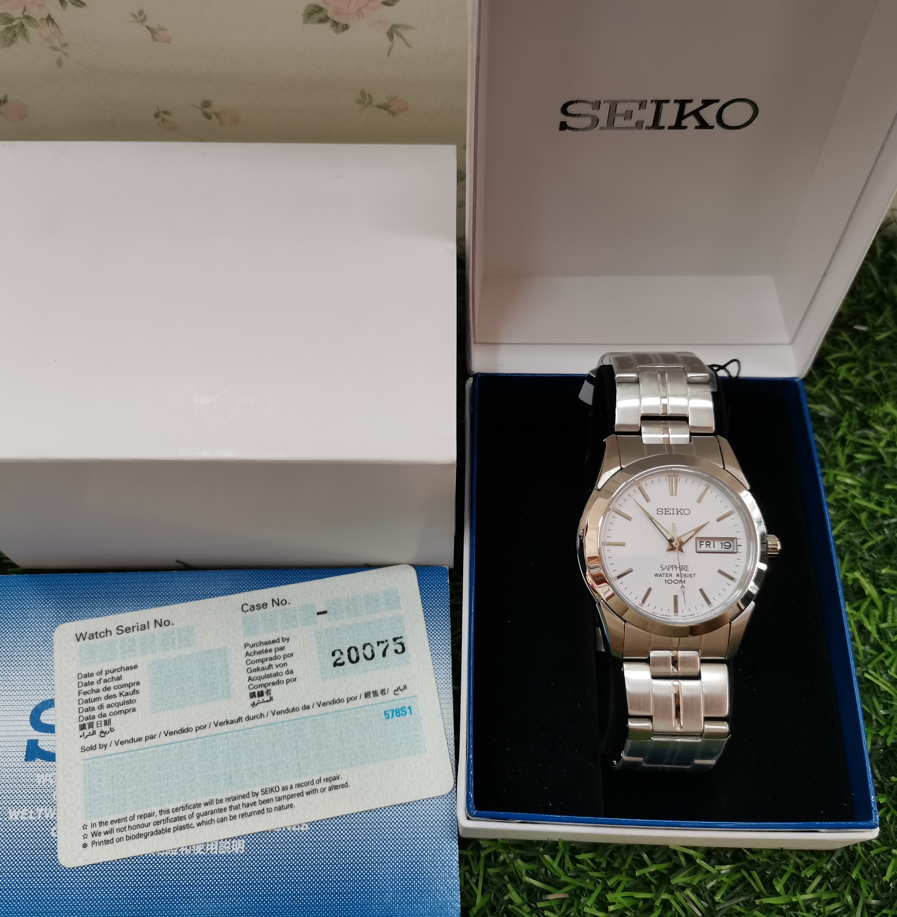Seiko Quartz ชาย SGG713P1 สแตนเลส กระจก Sapphire(White) SC Time