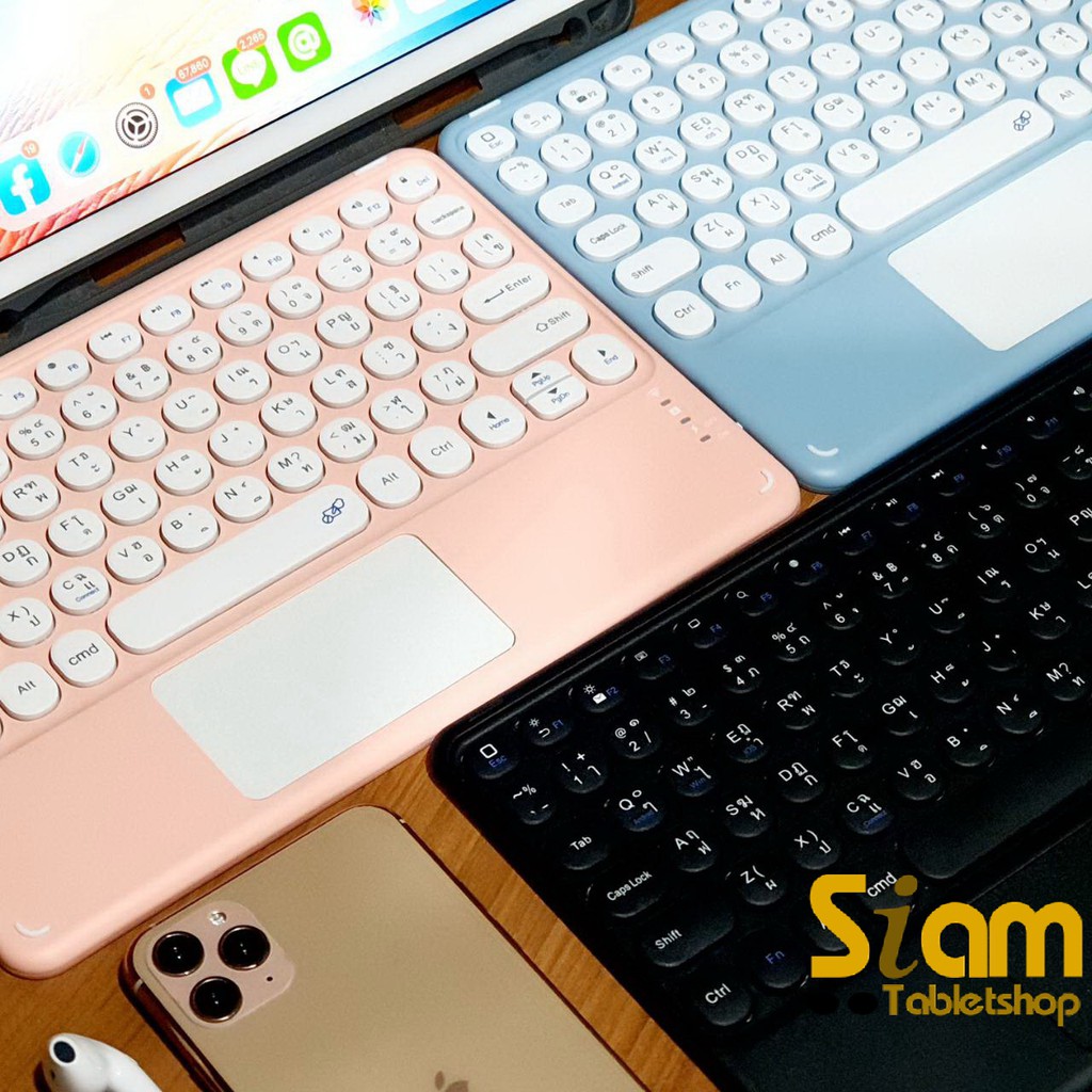 ?? คีย์บอร์ด - ทัชแพด แป้นพิมพ์ไทย สำหรับ iPad Samsung มือถือ case Keyboard บลูทูธ