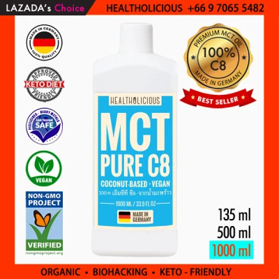 HEALTHOLICIOUS / KETO MAX! PURE C8: COCONUT MCT OIL (MADE IN GERMANY) - 1000ml.