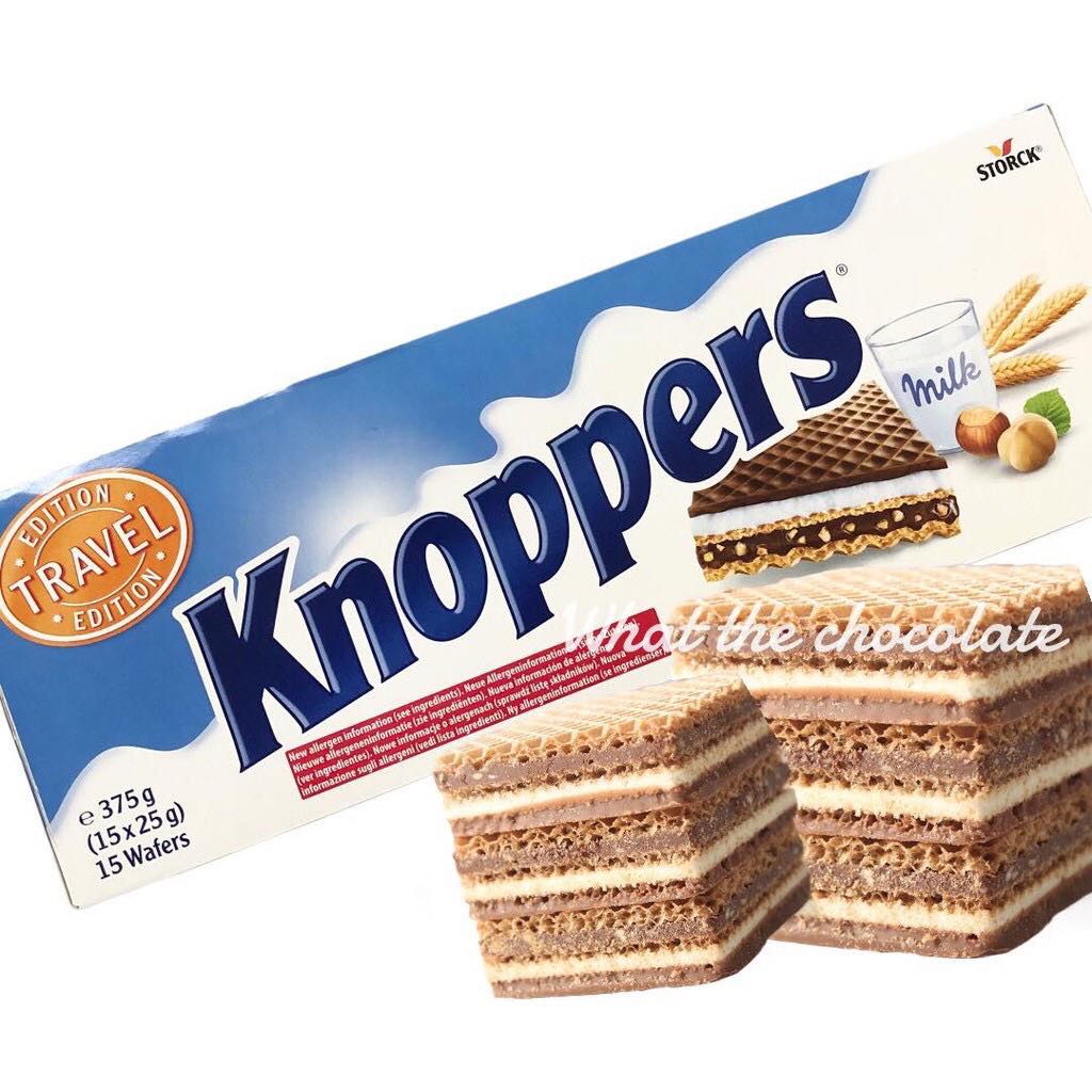Knoppers เวเฟอร์สอดไส้ช็อคโกแลตผสมเฮเซลนัท กล่องใหญ่ 375g.