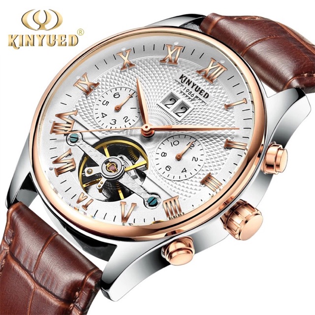 ⌚KINYUED JYD-J012 Tourbillon Mechanical Watch for Men Automatic Classic ใหม่?แท้ ♨ใหม่?+แถมฟรีกระเป๋าสตางค์หนังชาย?