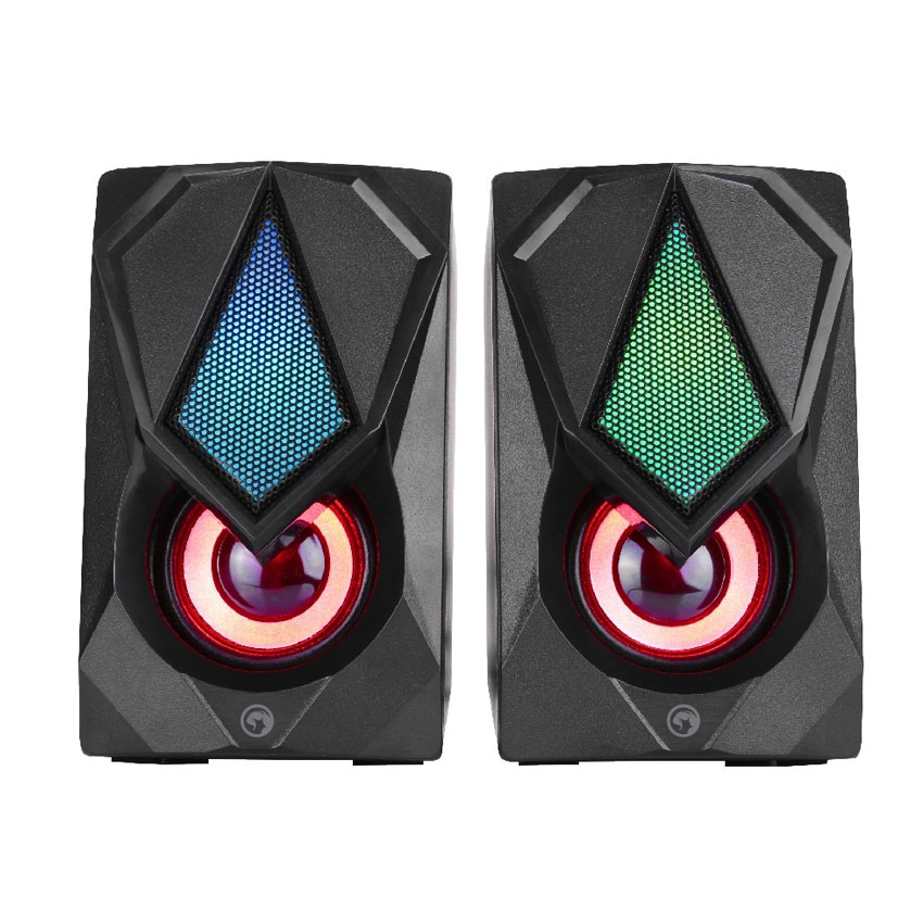 GADONX USB Speaker ลำโพง คู่มีไฟ สวยเสียงดี SG-119 (สีดำมีไฟ)