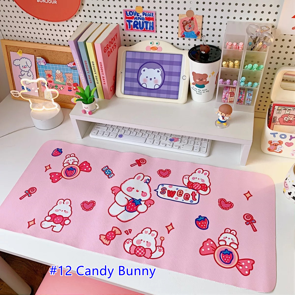 Big Size Mouse pad แผ่นรองเมาส์_Cuteness สี #12 Candy Bunny สี #12 Candy Bunny