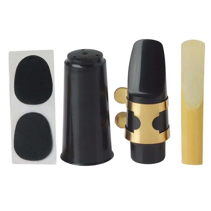 6Pcs Soprano Sax Saxophone Mouthpiece Plastic with Cap Metal Buckle Reed Mouthpiece Patches Pads