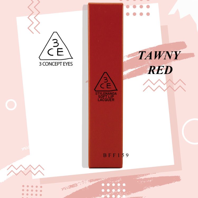 ของแท้100% 3CE SOFT LIP LACQUER BFF159   ลิปลิควิดเนื้อแมท รีซีอีซอฟต์ลิปแลคเกอร์ ลิปจิ้มจุ่ม  ชื่อสี TAWNY RED