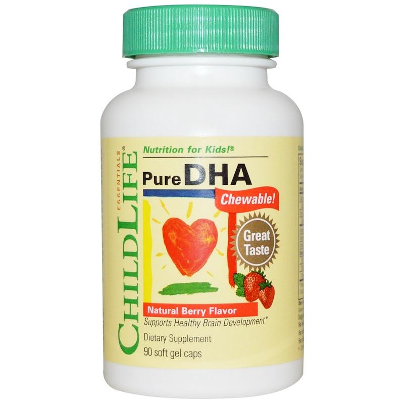 ChildLife, Pure DHA, Natural Berry Flavor, 90 Chewable Soft Gel Caps