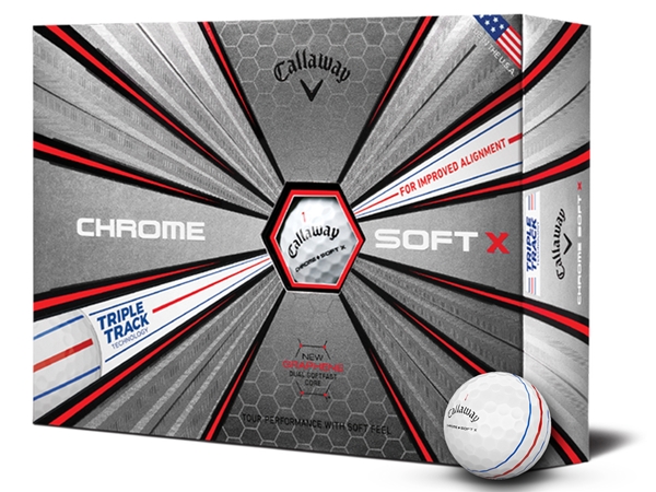 ลูกกอล์ฟ CALLAWAY CHROME SOFT X GOLF BALL มีเส้นเล็ง Triple Track รุ่นใหม่(12ลูก)