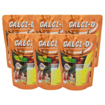 Calci-D (Orange Flavour) เเคลซี่-ดี เเคลเซียม 400 มก. เเละวิตามินบีรวม 20 กรัม (5ซองx6 ถุงตั้ง)