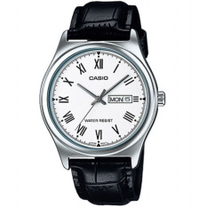 Casio Standard นาฬิกาข้อมือผู้ชาย สีขาว สายหนังสีดำ รุ่น MTP-V006L-7BUDF