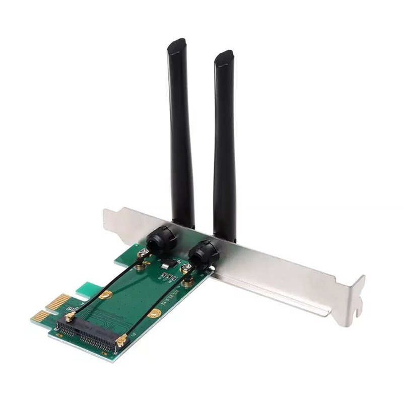 Wireless card wifi mini pci-e express to pci-e adapter with 2 antenna external for pc