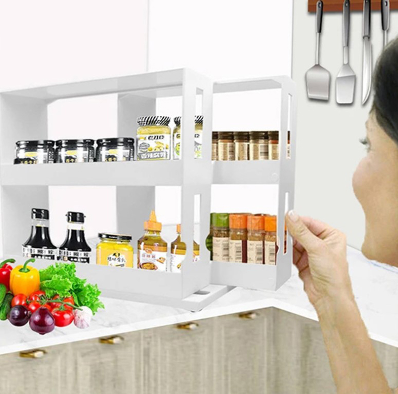 Kitchen Rotating Rack Tray for Condiments Spice Storage Bottles Lazy ...