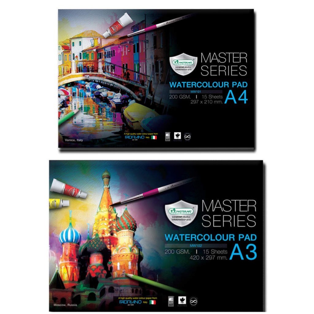 ☁♝☄  สมุดวาดภาพระบายน้ำแบบแพด (Master Series Water Colour Pad A4/A3) จำนวน 1 เล่ม