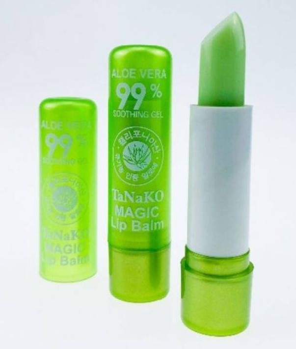 [2IKids-Cosmetics] HT-022 ลิปว่านหางจระเข้ (12แท่ง/1กล่อง) 99% Tanako Aloe Vera 99% Lip Balm ลิปมัน ลิปมันเปลี่ยนสี ทานาโกะ