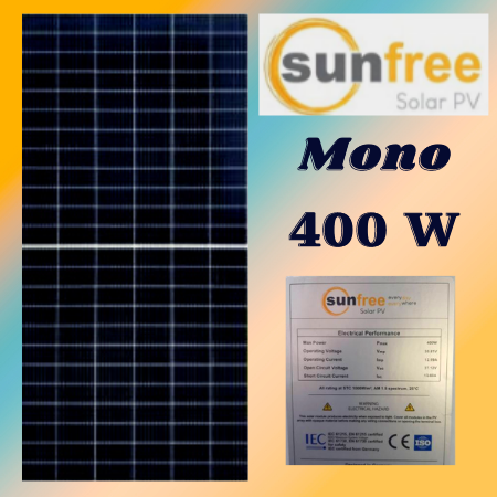 แผงโซล่าเซลล์ 400W Mono Sunfree (รับประกัน 10 ปี)