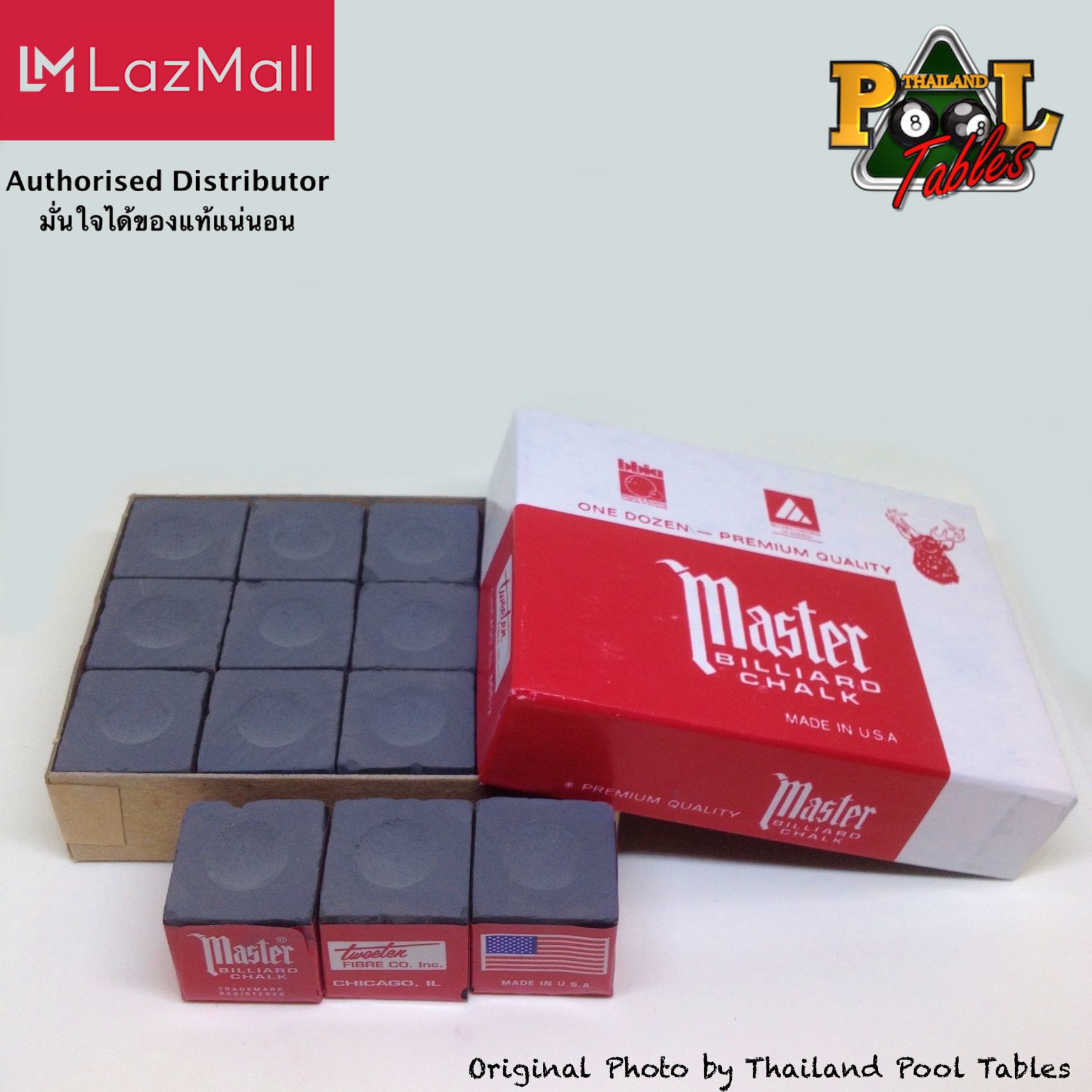 ชอล์คฝนหัวคิวมาสเตอร์ Master Billiard/Pool Cue Chalk Box, 12 Cubes สี Charcoal สี Charcoal
