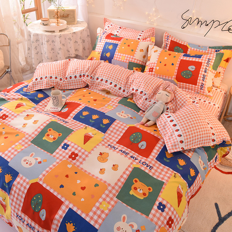 Home Striped Cute Bedding Set Comforter Bed Sheet Set Simple Bedding ...