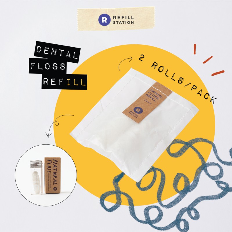 Refill Station ไส้เติม ไหมขัดฟัน ไหมแท้ ไม่ผสมพลาสติก Refill Pack of 100% Natural Silk Dental Floss (2 x 30m)