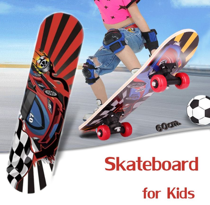 สเก็ตบอร์ด สเก็ตบอร์ดสำหรับเด็ก 4 ล้อ สำหรับผู้เริ่มเล่น หัดเล่น เหมาะสำหรับเด็กอายุ 3 ปีขึ้นไป skateboard รุ่นความยาว 60 80cm 4 wheel skateboard
