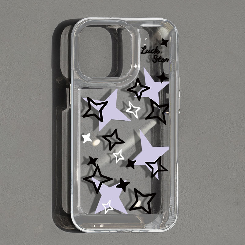 For iphone 14 pro max iphone case clear case tpu soft case reinforced shockproof black star simple compatible with iphone 13 pro max iphone 12 pro max 11 7plus 8plus 6plus xr xs