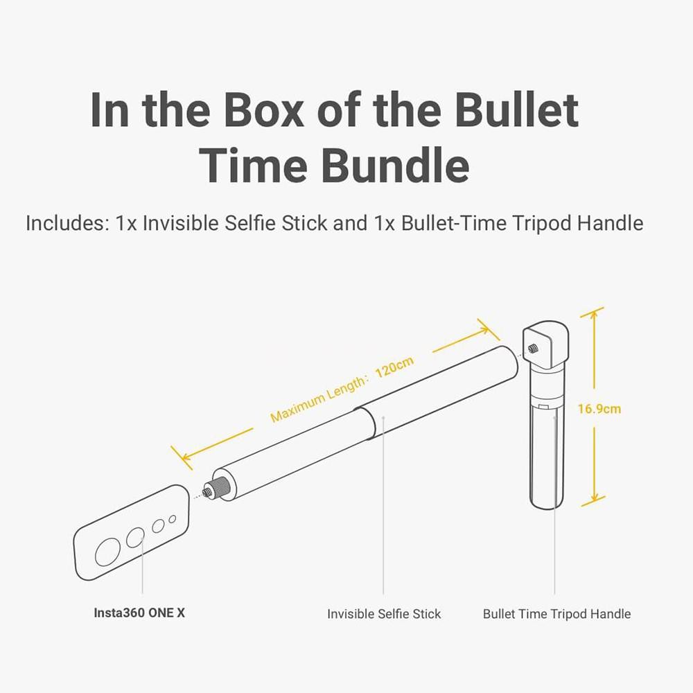 Insta360 Bullet Time Bundle Tripod Handle Invisible Selfie Stick 1.2m ...