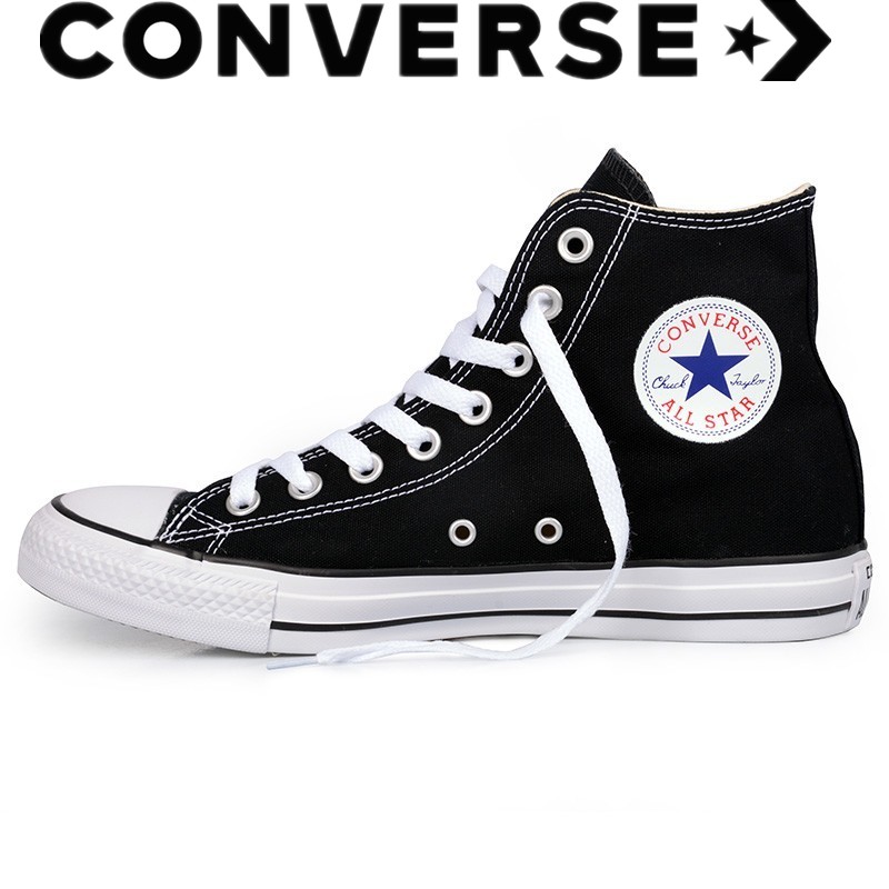 Converse คลาสสิกรองเท้าลำลองรองเท้าผ้าใบรองเท้าสเก็ตสีดำสูงด้านบนสีดำต่ำด้านบนชายและหญิงรองเท้าผ้าใบ 101010 101001