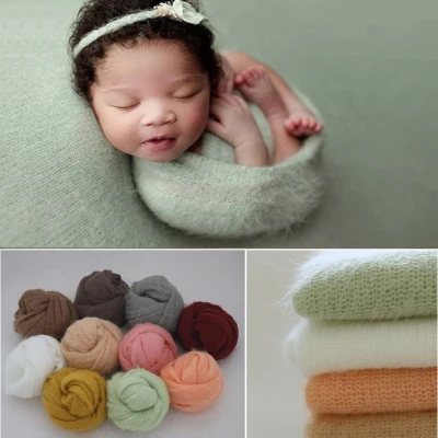 Newborn Photography Props Baby Wraps Photo Shooting Accessories Photograph Studio Blanket Backdrop Mohair Elastic Fabric