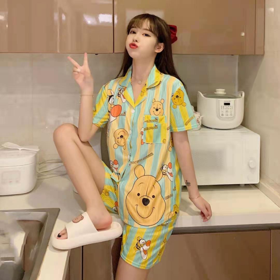 ชุดนอนผ้าฝ้ายชุดนอนแขนสั้นชุดนอนการ์ตูนชุดนอนเกาหลีชุดนอนผ้าฝ้าย ...