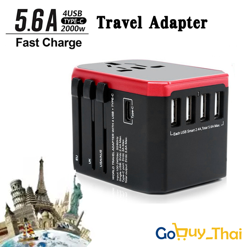 Travel Adapter Plug หัวแปลงปลั๊ก สำหรับท่องเที่ยว หัวแปลงทั่วโลก ปลั๊กแปลงขา International Universal Wall Charger All-in-One UK/USA/EU/AUS Worldwide Charging Converter Plug B28