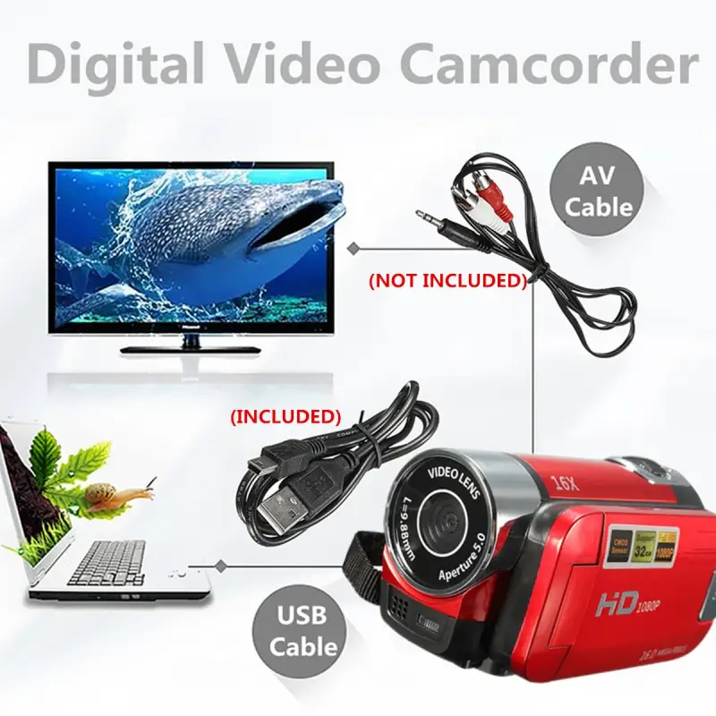 ภาพสินค้าดิจิตอลกล้องวิดีโอ กล้องวีดีโอกล้องถ่ายรูป ระบบตัวเลขความละเอียดสูงกล้องถ่ายวิดีโอกล้อง DV 16X Video Camera 16 Million Pixels HD 1080P Digitale Video Camcorder DV 16MP 2.7'' LCD Screen Toccare Schermo 16X Zoom Camera จากร้าน Super-sell บน Lazada ภาพที่ 2