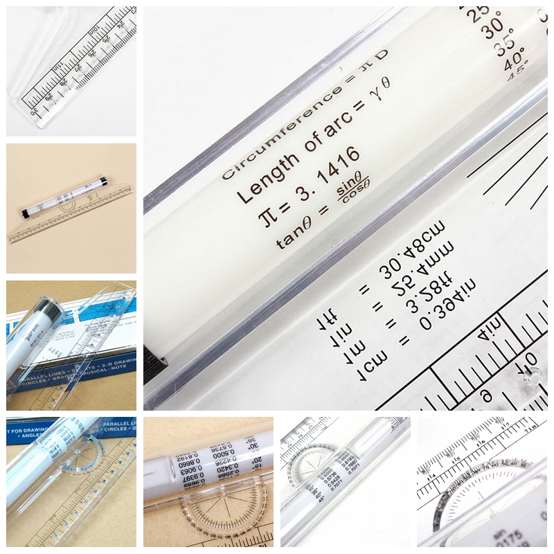 Stereometry Ruler Crystalwave Multi-purpose Clear Metric Parallel Drawing Rolling Ruler ...