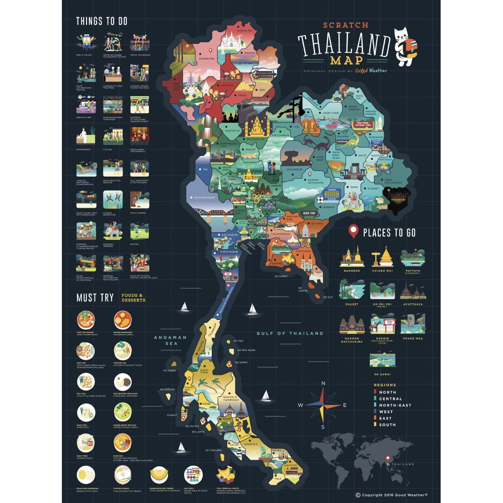 แผนที่ขูดได้ ประเทศไทย  Good Weather Scratch Map ดีไซน์น่ารัก คุณภาพเยี่ยม