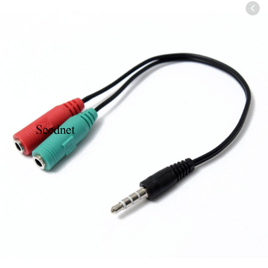 แดง-เขียว สายแปลง Small Talk and Mic 3.5 mm สายแปลงหูฟังคอมที่มี 2 เเจ็คให้ใช้กับสมาร์ทโฟน (สีดำ)